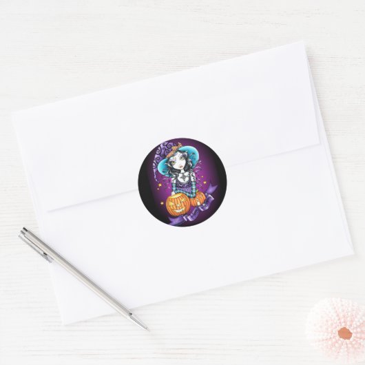 "Lisa" Halloween Pumpkin Witch Stickers (Envelop)