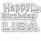 Lisa Happy Birthday silver Aufkleber Sticker (Voorkant)