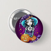 Lisa Magical HALLOWEEN Pumpkin Witch Ronde Button 5,7 Cm (Voorkant /achterkant)