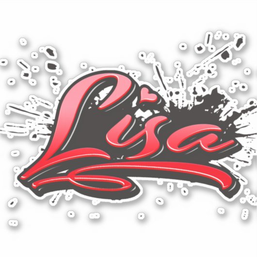 Lisa red Heart Graffiti Aufkleber Sticker (Voorkant)