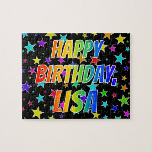 "LISA" Voornaam, geun "HAPPY BIRTHDAY" Legpuzzel