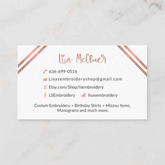 Lisa's Embroidery Visitekaartje (Achterkant)