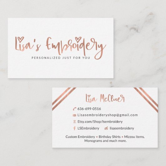 Lisa's Embroidery Visitekaartje (Voorkant / Achterkant)