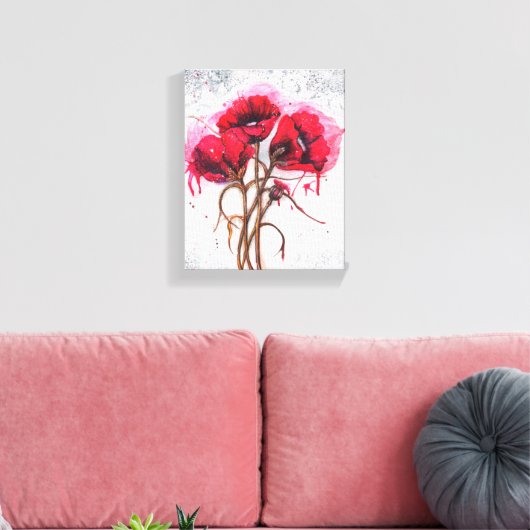 Lisa's Rode Klaprozen Canvas Afdruk (Insitu (Woonkamer))