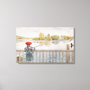 Lisbet vissen door Carl Larsson, Vintage Fine Art Canvas Afdruk