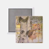 Lisbeth bij de Birch Grove (prachtig jong meisje) Magneet (Voorkant / Achterkant)
