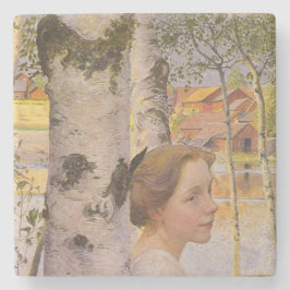 Lisbeth bij de Birch Grove (prachtig jong meisje) Stenen Onderzetter
