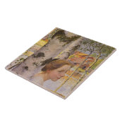 Lisbeth bij de Birch Grove (prachtig jong meisje) Tegeltje (Zijkant)