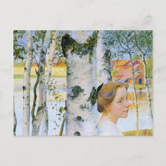 Lisbeth bij de Birch Trees Briefkaart (Voorkant)