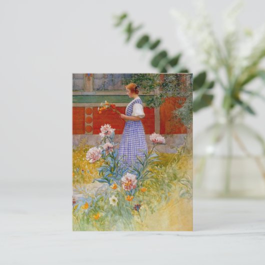 Lisbeth met Peonies Briefkaart (Staand voorkant)