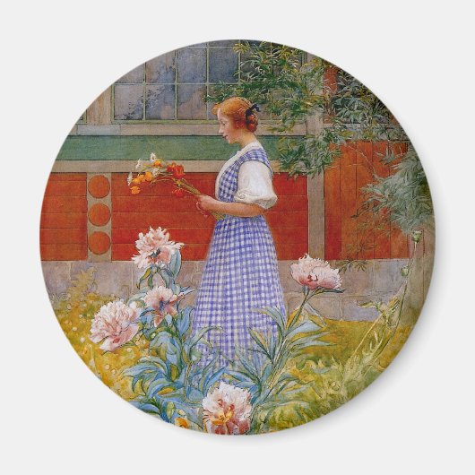 Lisbeth met Peonies Magneet (Voorkant)
