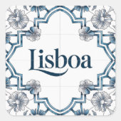 Lisboa Azulejo Tile Sticker – Blue Portuguese Cera (Voorkant)