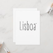 Lisboa - minimalistic typography card kaart (Voorkant / Achterkant in situ)