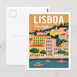 Lisboa Portugal Vintage Beroemde Reisplaats Briefkaart