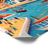 Lisboa Portugal Vintage Beroemde Reisplaats Poster (Hoek)