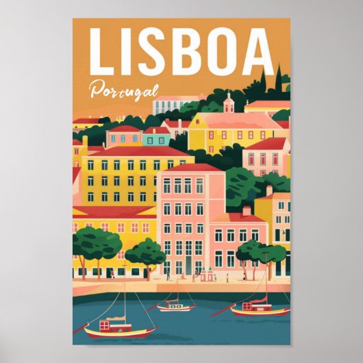 Lisboa Portugal Vintage Beroemde Reisplaats Poster (Voorkant)