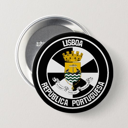 Lisboa Round Emblem Ronde Button 7,6 Cm (Voorkant /achterkant)