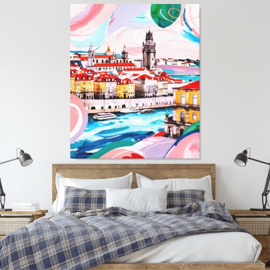 Lisbon Colours Canvas Afdruk (Insitu (Slaapkamer))