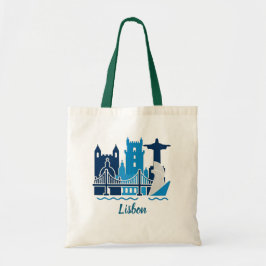 Lisbon Portugal City Skyline Tote Bag – Minimal Tr