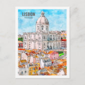 Lisbon Portugal Famous Travel Waterverf Sketch Briefkaart (Voorkant)