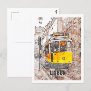 Lisbon Portugal Famous Travel Waterverf Sketch Briefkaart