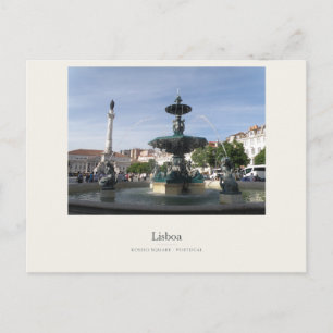 Lisbon Rossio-fontein en plein Briefkaart