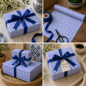 Lisbon Royale Classic Blue and White Geometric Cadeaupapier