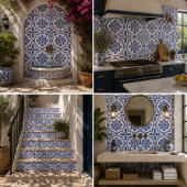 Lisbon Royale Classic Blue and White Geometric Tegeltje