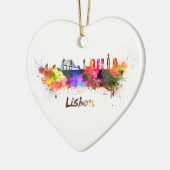 Lisbon skyline in watercolor keramisch ornament (Links)