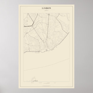 Lisbon Straatkaart Poster