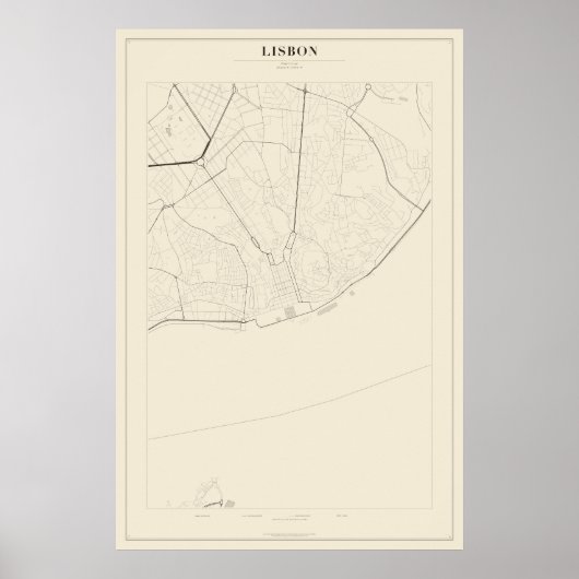 Lisbon Straatkaart Poster (Voorkant)