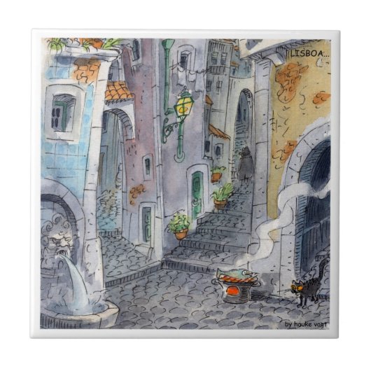 lisbon tile Alfama2 Tegeltje (Voorkant)