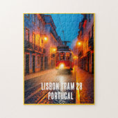 Lisbon Tram 28 Puzzle – Portugal Night Street Art  Legpuzzel (Verticaal)