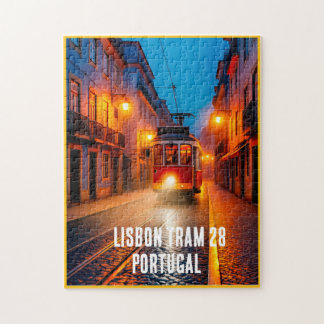 Lisbon Tram 28 Puzzle – Portugal Night Street Art  Legpuzzel