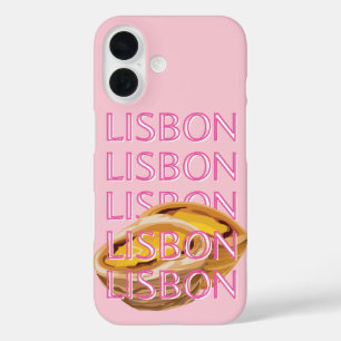 Lisbon Travel Art, Portugal, Roze, Preppy iPhone 16 Hoesje