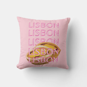 Lisbon Travel Art, Portugal, Roze, Preppy Kussen