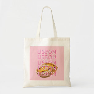 Lisbon Travel Art, Portugal, Roze, Preppy Tote Bag