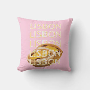 Lisbon Travel Art, Portugal Travel Art, Roze Kussen
