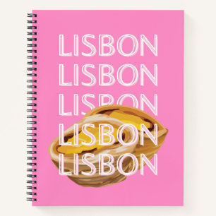 Lisbon Travel Art, Summer Travel Art, Roze Notitieboek