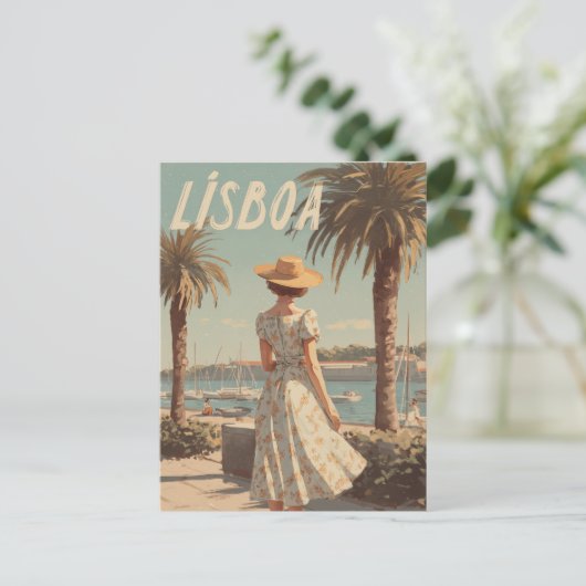 Lisbon vintage 50s briefkaart (Staand voorkant)