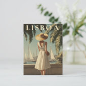 Lisbon vintage fashion briefkaart (Staand voorkant)