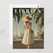 Lisbon vintage fashion briefkaart (Voorkant / Achterkant)
