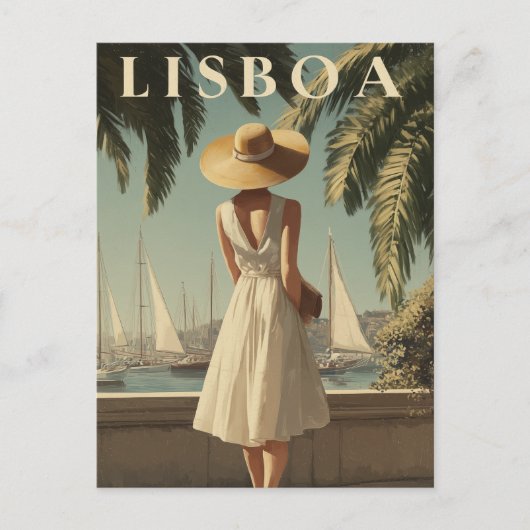 Lisbon vintage fashion briefkaart (Voorkant)