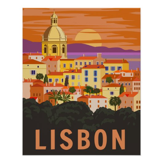 Lisbon Vintage Travel Poster (Voorkant)