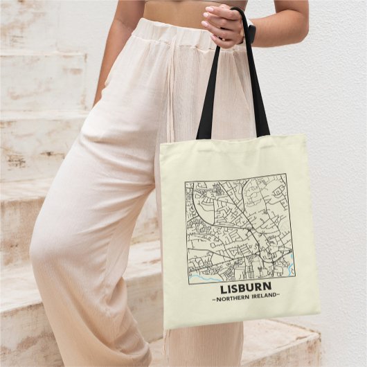 Lisburn, Northern Ireland City Map Tote Bag