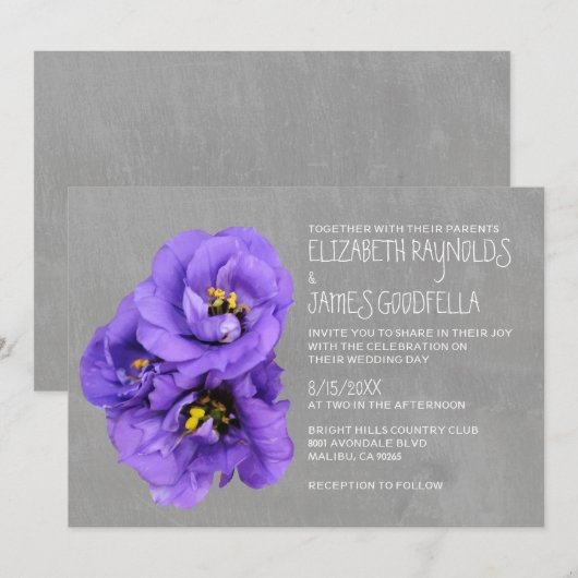 Lisianthus Wedding Invitations Kaart (Voorkant / Achterkant)