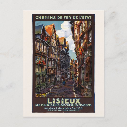 Lisieux France Vintage Poster 1930 Briefkaart (Voorkant)