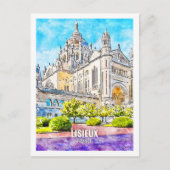 Lisieux Frankrijk Beroemde Reisplaats Waterverf Briefkaart (Voorkant)
