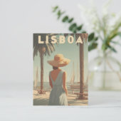 Lissabon 50s vintage briefkaart (Staand voorkant)