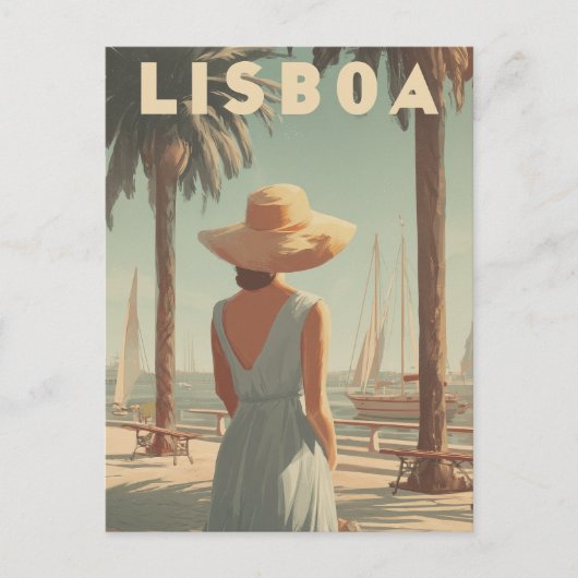 Lissabon 50s vintage briefkaart (Voorkant)